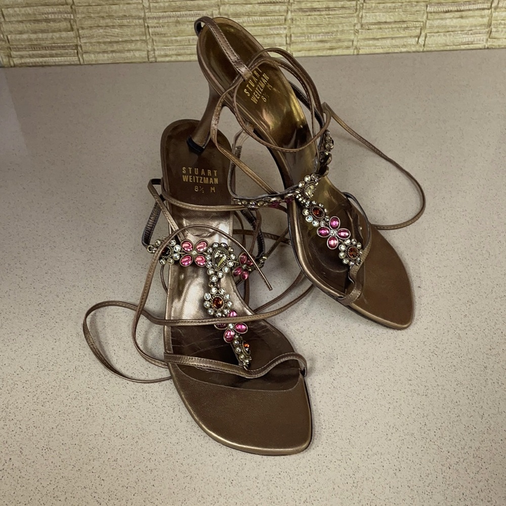 Stuart Weitzman SW California Brass Lace heels